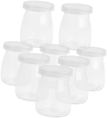 Q-Style Reusable Glass Pudding Jars Set of 8 with Lids