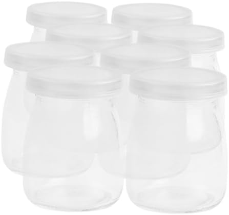 Q-Style Reusable Glass Pudding Jars Set of 8 with Lids