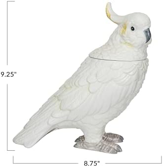 Creative Co-Op Whimsical Ceramic Cockatoo Jar in Yellow