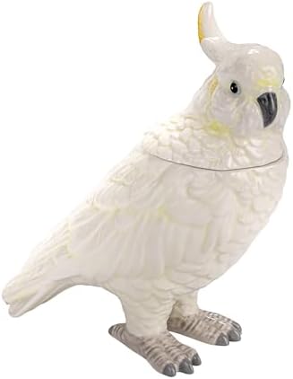 Creative Co-Op Whimsical Ceramic Cockatoo Jar in Yellow