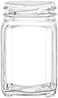 Victorian Square Glass Jars with Plastisol Lids Gold 6 fl oz