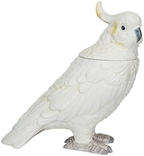 Creative Co-Op Whimsical Ceramic Cockatoo Jar in Yellow