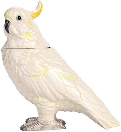 Creative Co-Op Whimsical Ceramic Cockatoo Jar in Yellow