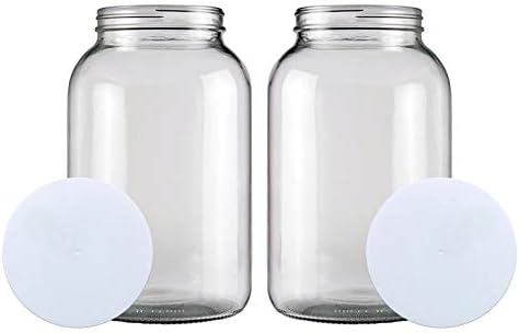 2 Pack Bolt Goods 1 Gallon Glass Mason Jars with Plastic Airtight Lids