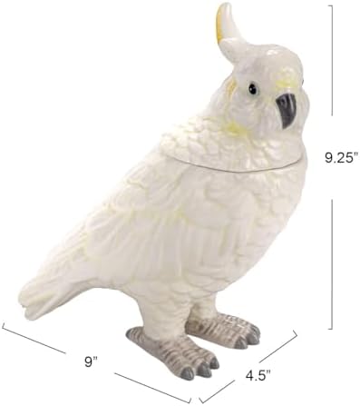 Creative Co-Op Whimsical Ceramic Cockatoo Jar in Yellow