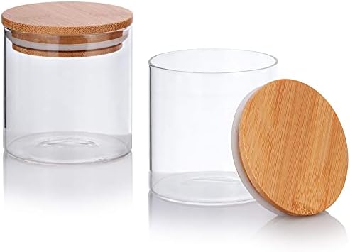 2 Pack 8 oz Borosilicate Glass Jars with Bamboo Sealed Lids
