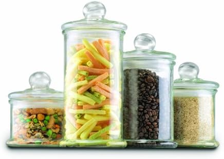 Anchor Hocking 4-Piece Apothecary Jar Set with Glass Lids