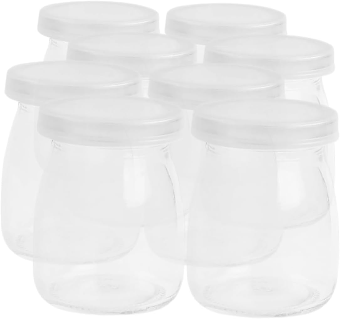 Q-Style Reusable Glass Pudding Jars Set of 8 with Lids