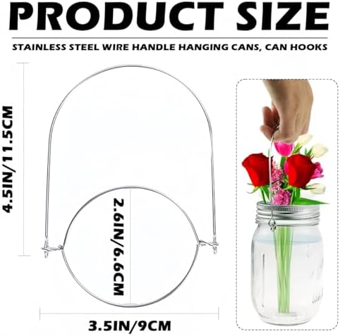 Stainless Steel Mason Jar Wire Hangers 10Pcs Perfect Fit for 70mm Jars