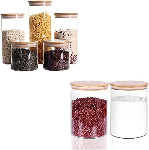 2x Small 100oz Glass Jars 3x Large Kitchen Canisters Bundle 10oz - 26kg