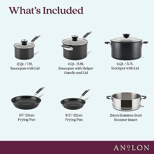 Anolon SmartStack Perfect Pan Stack Nonstick Cookware Set Easy to Store