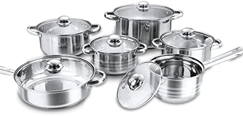 12-Piece Stainless Steel Pot Cookware Set