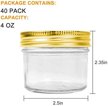 Encheng 4 Oz Glass Jars 40-Piece Set with Golden Bands