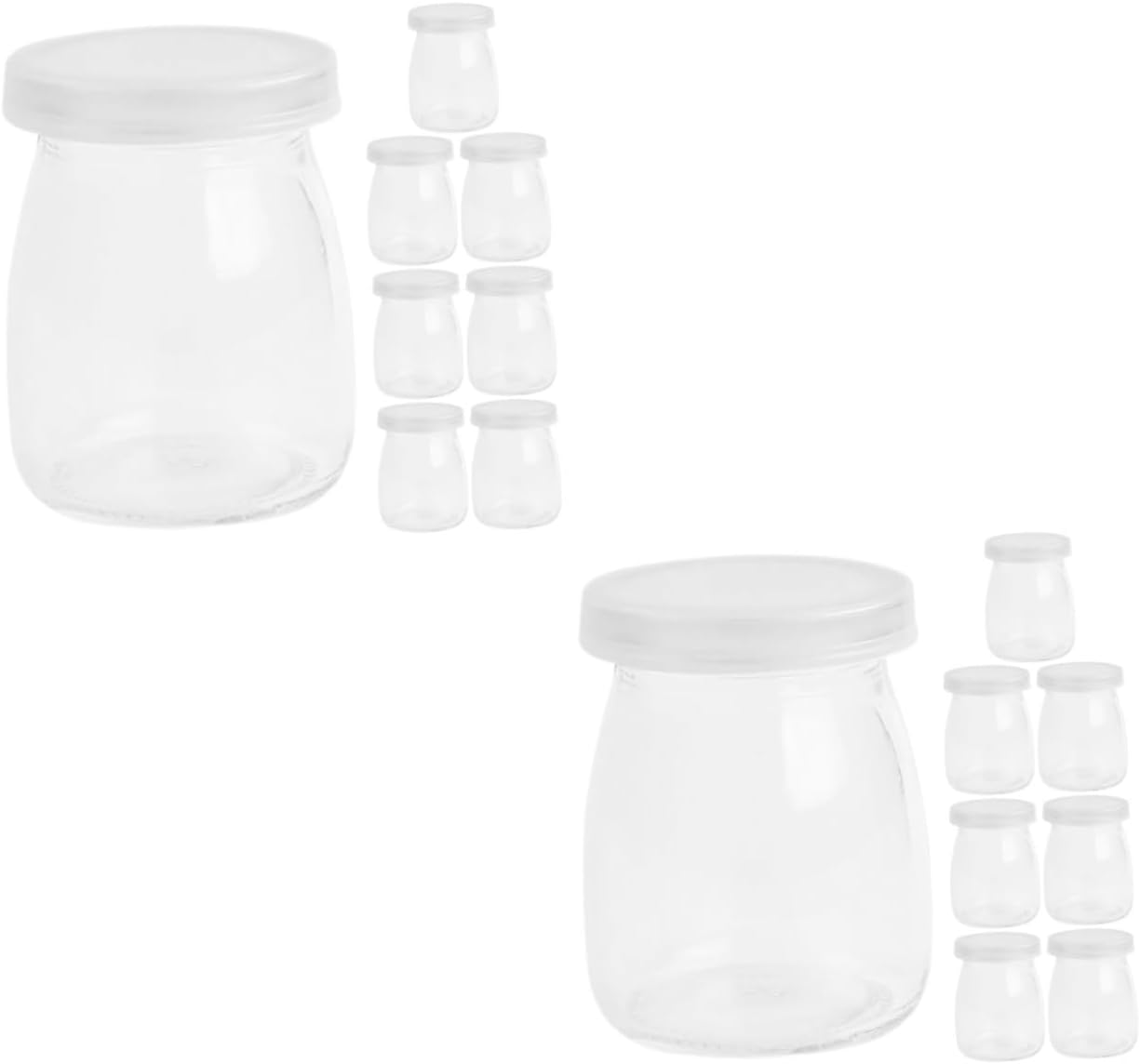 Q-Style Reusable Glass Pudding Jars Set of 8 with Lids
