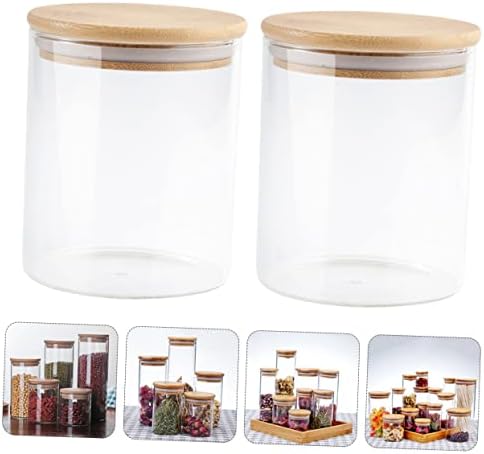 2 Set Sealed Glass Jar Storage Food Canisters for Tea Cereals