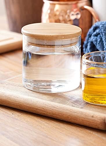 2 Pack 8 oz Borosilicate Glass Jars with Bamboo Sealed Lids