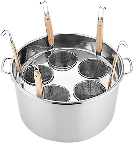 Stainless Steel Pasta Pot with 5 Strainer Baskets