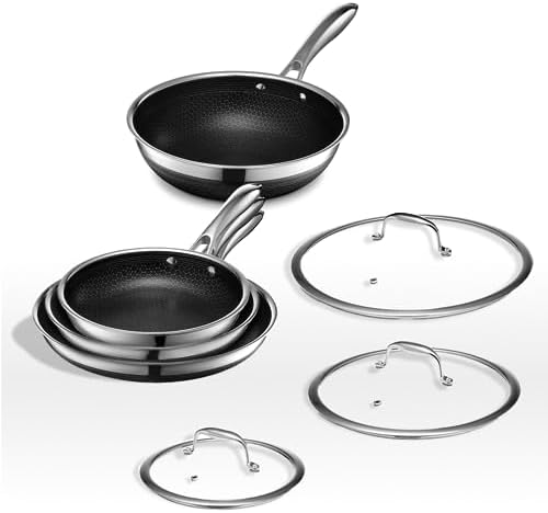 HexClad 7 Piece Hybrid Stainless Steel Cookware Set