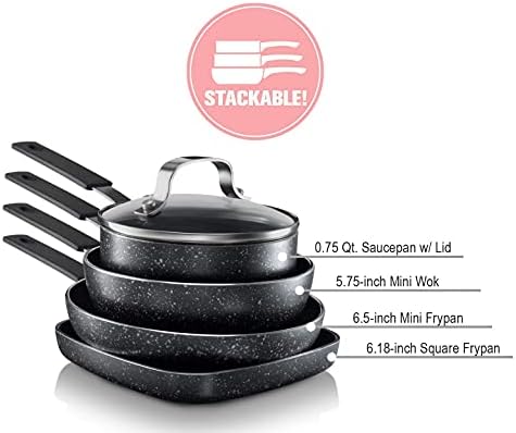 Granitestone Original Stackmaster 5-Piece Cookware Set - Safe Non-Stick Stackable PFOA-Free