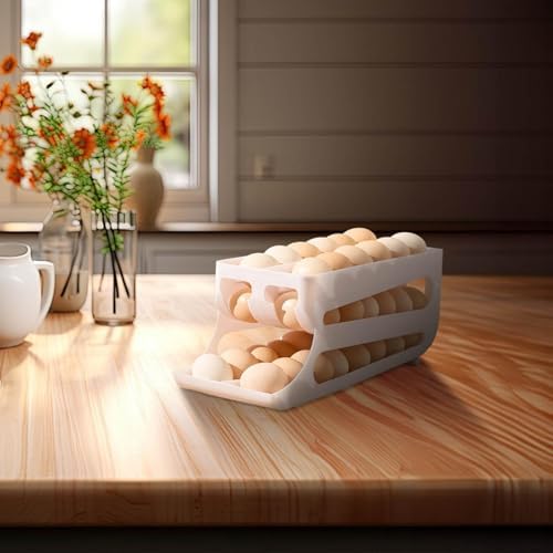2 Tiers Eggs Holder - Auto Rolling Fridge Organizer