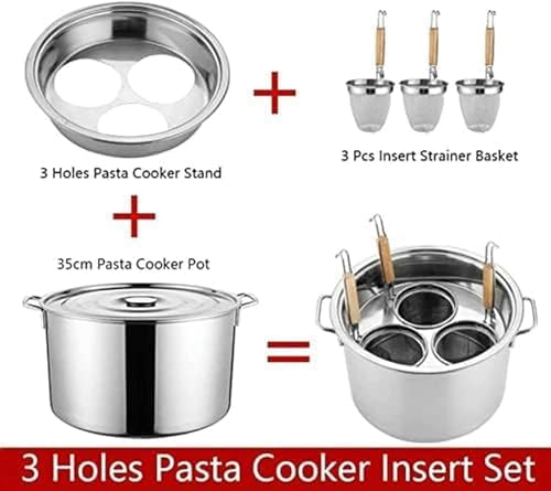 BINGWANG Stainless Steel Pasta Cooker Set 3-Piece Silver