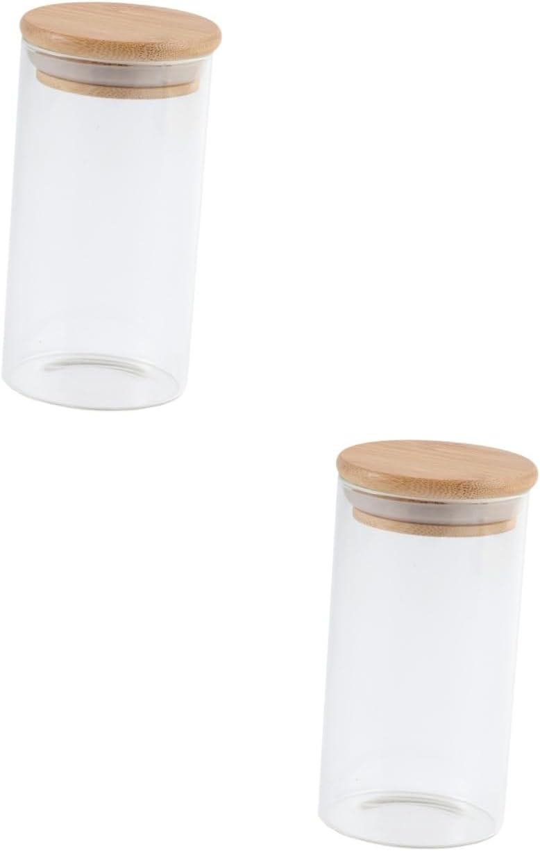 VOSAREA 2 Pcs Glass Sealed Tea Food Storage Jar