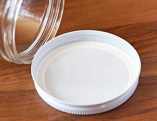 JUVITUS 16 oz Clear Thick Glass Jars with White Metal lids x2