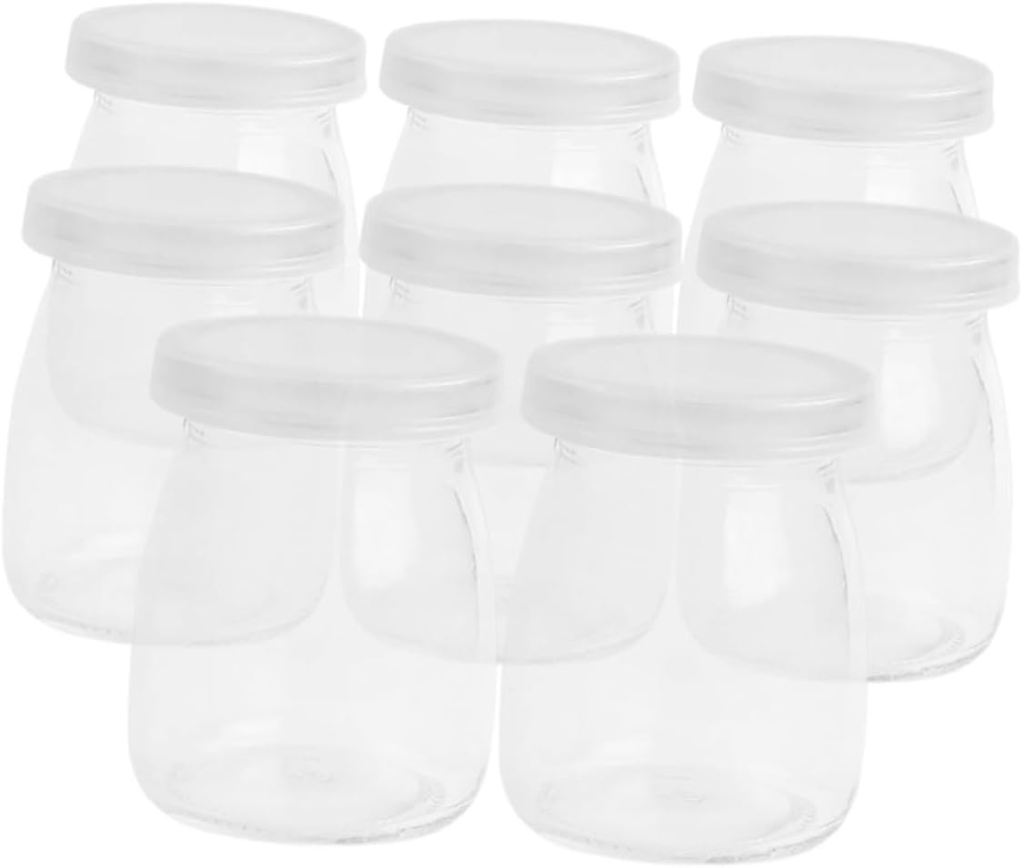 Q-Style Reusable Glass Pudding Jars Set of 8 with Lids