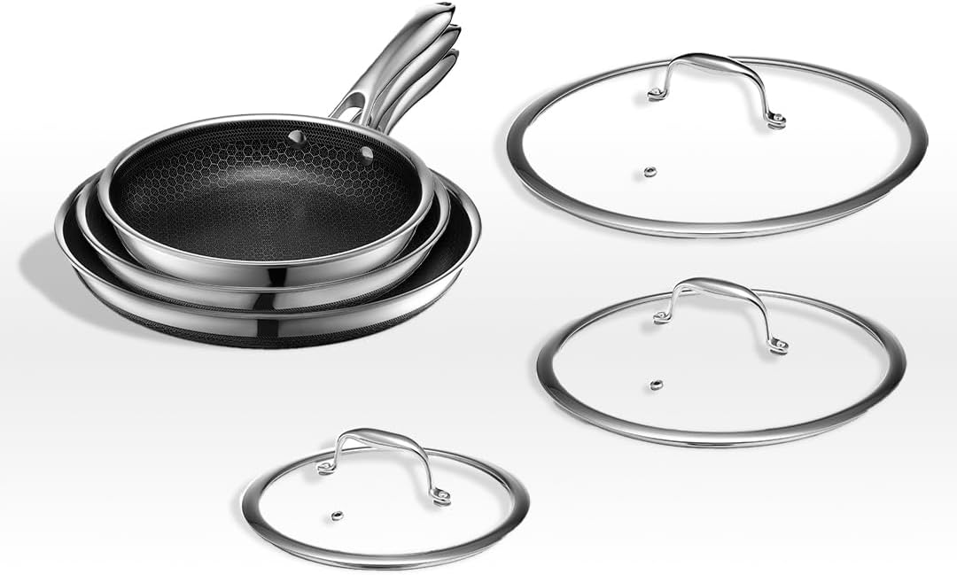HexClad 7 Piece Hybrid Stainless Steel Cookware Set