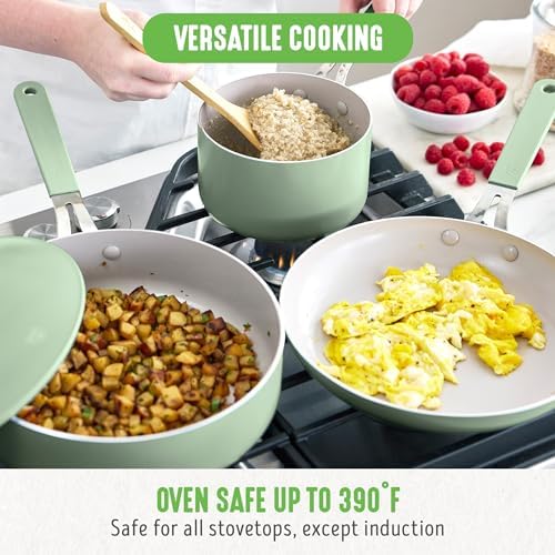 GreenLife Dream 10-Piece Ceramic Cookware Set with Eco-Friendly Features