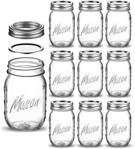 10-Piece Mason Jars for Pickling Canning