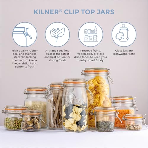 Kilner Round 3L Storage Jar with Orange Lid