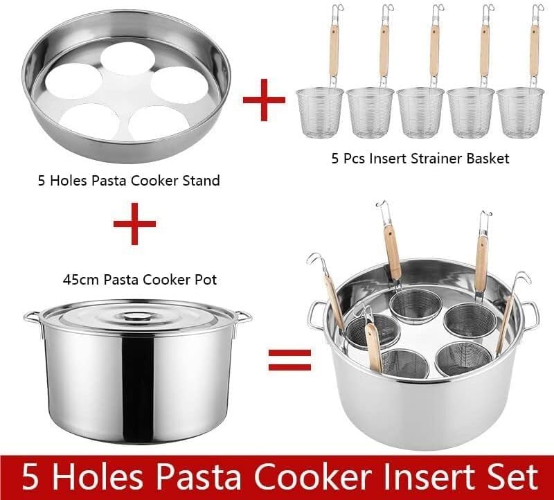 Stainless Steel Pasta Pot with 5 Strainer Baskets