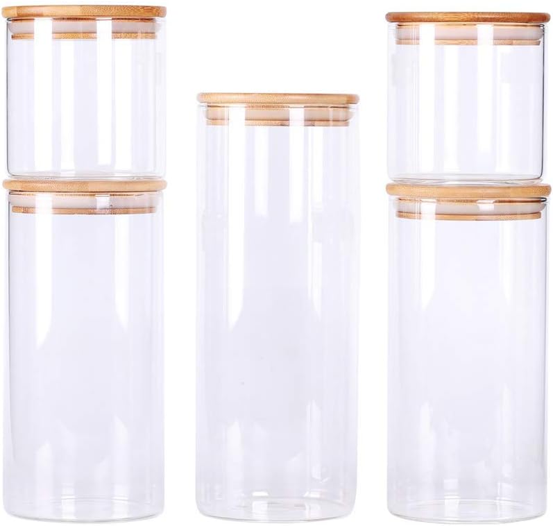 2x Small 100oz Glass Jars 3x Large Kitchen Canisters Bundle 10oz - 26kg