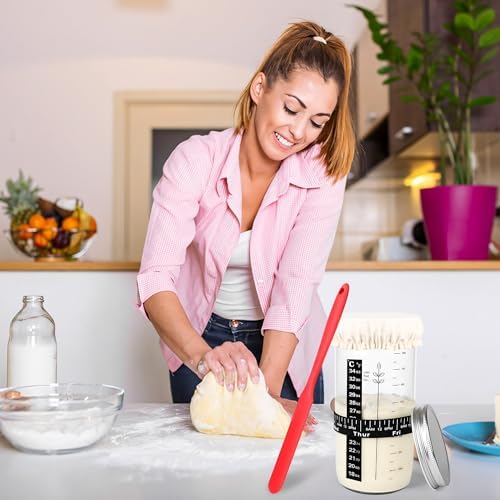 2-Pack Sourdough Glass Jars with Essential Tools for Perfect Bread Baking