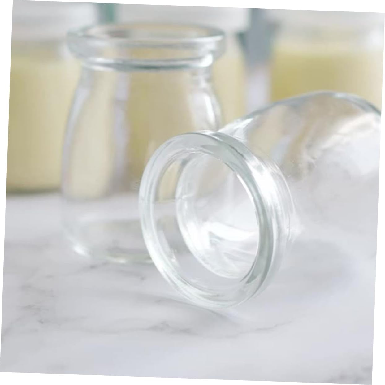 Q-Style Reusable Glass Pudding Jars Set of 8 with Lids