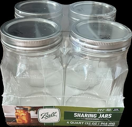 Ball Premium Glass Sharing JarWide Mouth32oz4Count