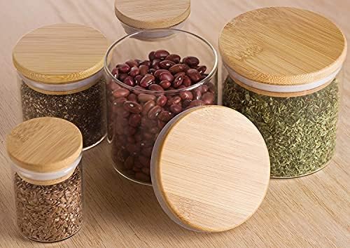 2 Pack 8 oz Borosilicate Glass Jars with Bamboo Sealed Lids