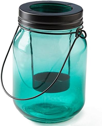 Turquoise Glass Tea Light Holders with Lids 2 Jars