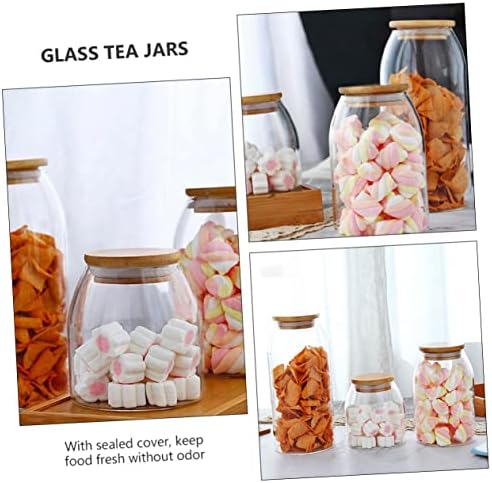 BESTOYARD 2 Pcs Glass Jar Clear Container with Airtight Lid