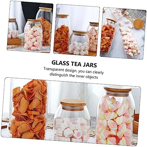 BESTOYARD 2 Pcs Glass Jar Clear Container with Airtight Lid