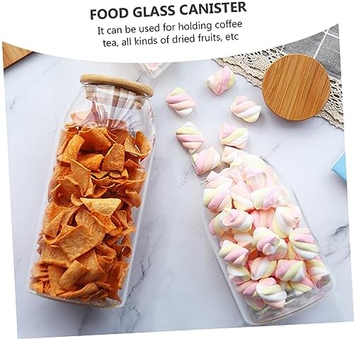 BESTOYARD 2 Pcs Glass Jar Clear Container with Airtight Lid