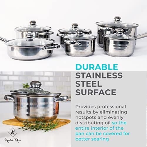 12-Piece Stainless Steel Pot Cookware Set