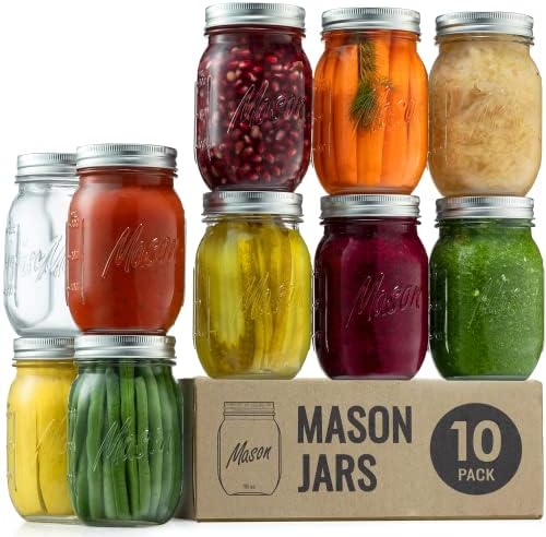 10-Piece Mason Jars for Pickling Canning