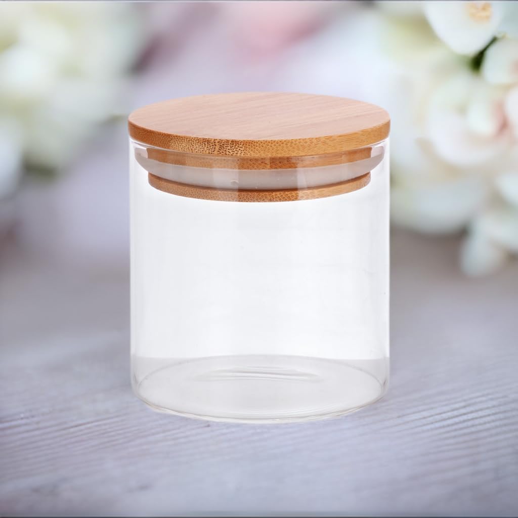 2 Pack 8 oz Borosilicate Glass Jars with Bamboo Sealed Lids