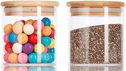 2 Pack 8 oz Borosilicate Glass Jars with Bamboo Sealed Lids