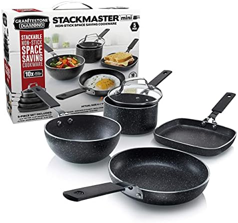 Granitestone Original Stackmaster 5-Piece Cookware Set - Safe Non-Stick Stackable PFOA-Free
