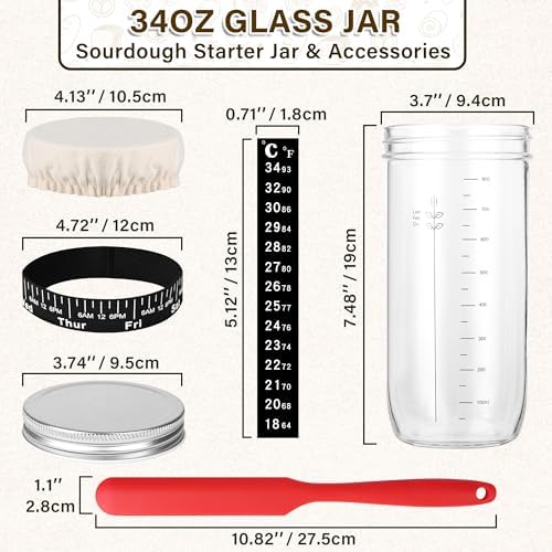 2-Pack Sourdough Glass Jars with Essential Tools for Perfect Bread Baking