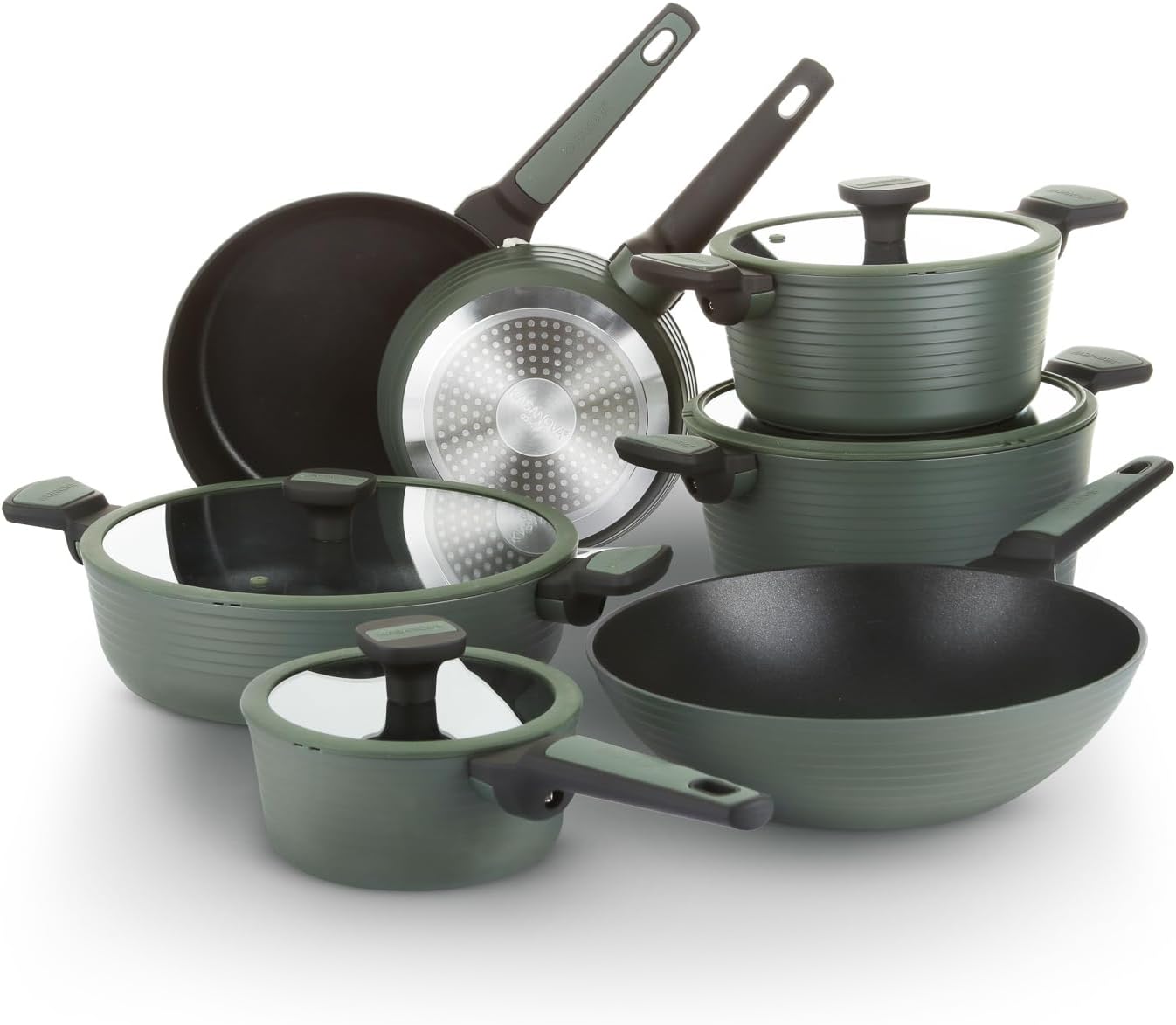 KASANOVA 11-Piece Nonstick Cookware Set PFOA-Free Compatible with All Induction Cooktops