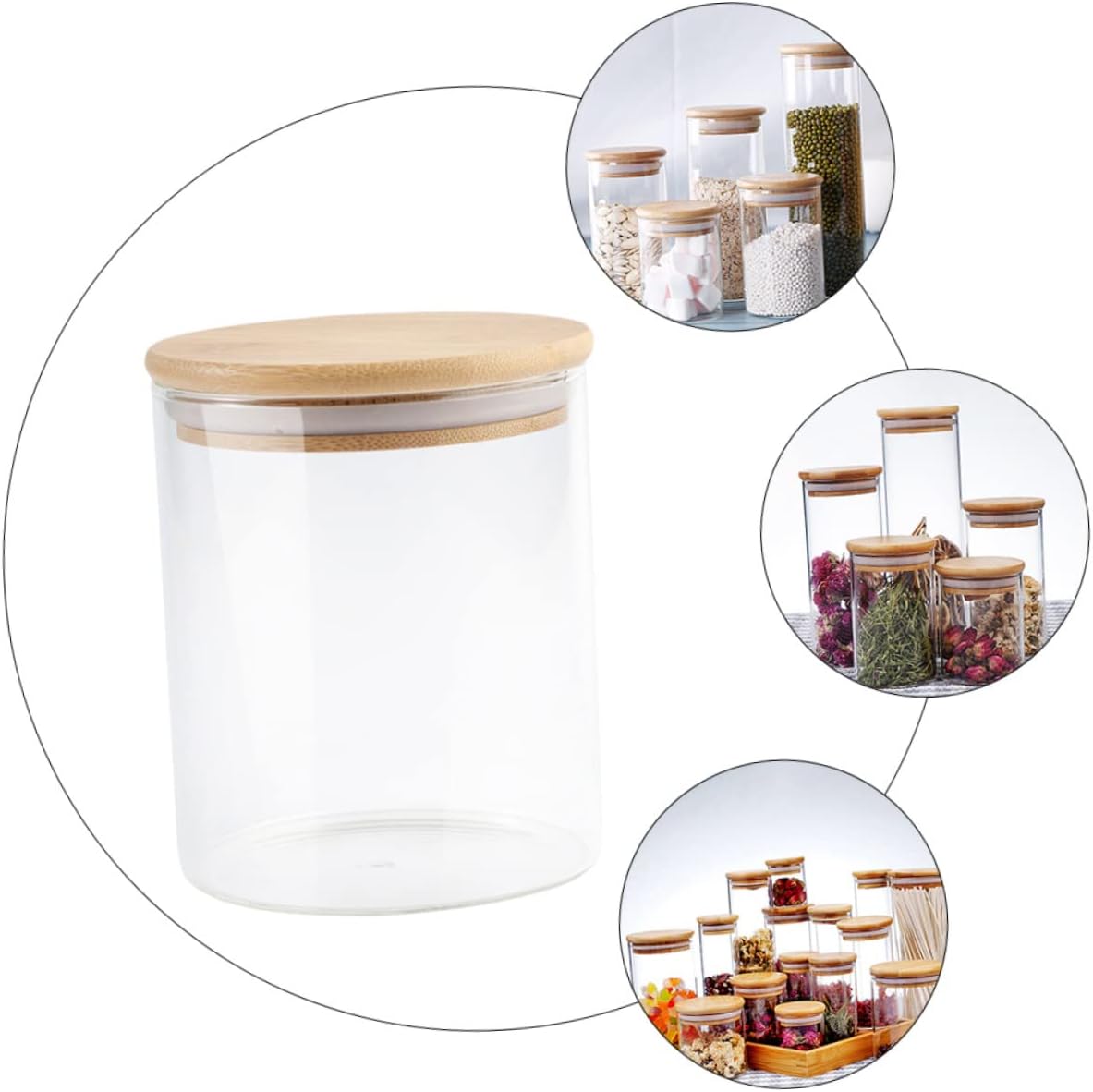 2 Set Sealed Glass Jar Storage Food Canisters for Tea Cereals